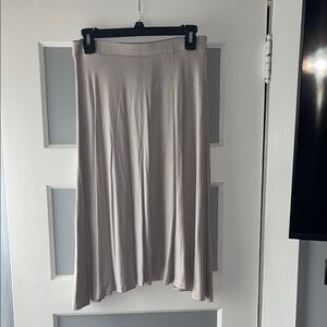 Charlotte Russe Tan Pleated Midi A-Line Skirt